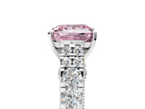 White gold Fancy Pink Princess  Cut Diamond Pavé Band Solitaire with Four-Prong Setting_20
