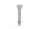 White gold Fancy Pink Princess  Cut Diamond Pavé Band Solitaire with Four-Prong Setting_5