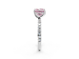 White gold Fancy Pink Princess  Cut Diamond Pavé Band Solitaire with Four-Prong Setting_5
