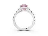 White gold Fancy Pink Princess  Cut Diamond Pavé Band Solitaire with Four-Prong Setting_6