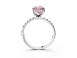 White gold Fancy Pink Princess  Cut Diamond Pavé Band Solitaire with Four-Prong Setting_6