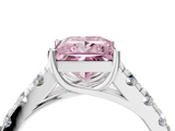 White gold Fancy Pink Princess  Cut Diamond Pavé Band Solitaire with Four-Prong Setting_7