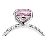 White gold Fancy Pink Princess  Cut Diamond Pavé Band Solitaire with Four-Prong Setting_7