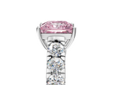 White gold Fancy Pink Princess  Cut Diamond Pavé Band Solitaire with Four-Prong Setting_8
