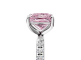 White gold Fancy Pink Princess  Cut Diamond Pavé Band Solitaire with Four-Prong Setting_8