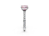 White gold Fancy Pink Princess  Cut Diamond Pavé Band with Four-Prong Setting_16