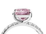 White gold Fancy Pink Princess  Cut Diamond Pavé Band with Four-Prong Setting_18
