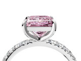White gold Fancy Pink Princess  Cut Diamond Pavé Band with Four-Prong Setting_4