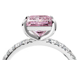 White gold Fancy Pink Princess  Cut Diamond Pavé Band with Four-Prong Setting_40
