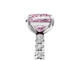 White gold Fancy Pink Princess  Cut Diamond Pavé Band with Four-Prong Setting_5