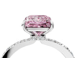 White gold Fancy Pink Princess Cut Diamond Pavé Engagement Ring with Round  Accents and Prong Setting_45