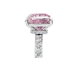 White gold Fancy Pink Princess Cut Diamond Pavé Engagement Ring with Round  Accents and Prong Setting_46