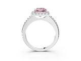 White gold Fancy Pink Princess Cut Diamond Pavé Halo Ring with Four-Prong Setting_44