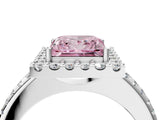 White gold Fancy Pink Princess Cut Diamond Pavé Halo Ring with Four-Prong Setting_45