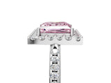 White gold Fancy Pink Princess Cut Diamond Pavé Halo Ring with Four-Prong Setting_46