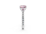 White gold Fancy Pink Princess Cut Diamond Pavé Solitaire Engagement Ring with Four-Prong Setting_31
