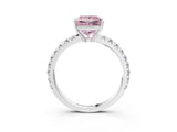 White gold Fancy Pink Princess Cut Diamond Pavé Solitaire Engagement Ring with Four-Prong Setting_32