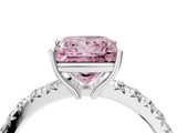 White gold Fancy Pink Princess Cut Diamond Pavé Solitaire Engagement Ring with Four-Prong Setting_33