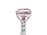 White gold Fancy Pink Princess Cut Diamond Pavé Solitaire Engagement Ring with Four-Prong Setting_34