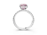 White gold Fancy Pink Princess Cut Diamond Pavé Solitaire Ring with Round Band and Prong Setting_18