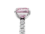White gold Fancy Pink Princess Cut Diamond Pavé Solitaire Ring with Round Band and Prong Setting_20