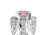 White gold Fancy Pink Princess Cut Diamond Pave Art Deco Split Shank Ring with Four-Prong Setting_5