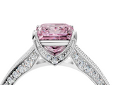 White gold Fancy Pink Princess  Cut Diamond Pave Band with Four-Prong Setting_4