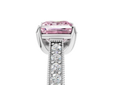 White gold Fancy Pink Princess  Cut Diamond Pave Band with Four-Prong Setting_5