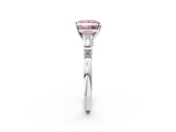 White gold Fancy Pink Princess  Cut Diamond Ring with Baguette Side Stones, Channel Set Band, and Four-Prong Setting_2