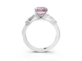 White gold Fancy Pink Princess  Cut Diamond Ring with Baguette Side Stones, Channel Set Band, and Four-Prong Setting_39