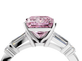 White gold Fancy Pink Princess  Cut Diamond Ring with Baguette Side Stones, Channel Set Band, and Four-Prong Setting_4