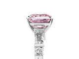 White gold Fancy Pink Princess  Cut Diamond Ring with Baguette Side Stones, Channel Set Band, and Four-Prong Setting_41