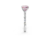 White gold Fancy Pink Princess Cut Diamond Ring with Marquise and Round  Side Stones and Four-Prong Setting_42