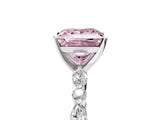 White gold Fancy Pink Princess Cut Diamond Ring with Marquise and Round  Side Stones and Four-Prong Setting_46