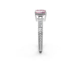 White gold Fancy Pink Princess Cut Diamond Ring with Milgrain Pavé Band and Four-Prong Setting_34