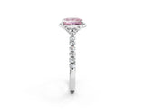 White gold Fancy Pink Princess Cut Diamond Ring with Pavé Band and Floral Prong Setting_41