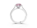 White gold Fancy Pink Princess Cut Diamond Ring with Pavé Band and Floral Prong Setting_42