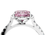 White gold Fancy Pink Princess Cut Diamond Ring with Pavé Band and Floral Prong Setting_43