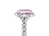 White gold Fancy Pink Princess Cut Diamond Ring with Pavé Band and Floral Prong Setting_44