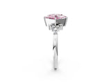 14K White Gold 1.01 Carat Pink VVS2 Princess Diamond Ring with Side Stones and Four-Prong Setting