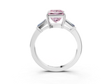 White gold Fancy Pink Princess  Cut Diamond Ring with Tapered Baguette Side Stones in Four-Prong Setting_3