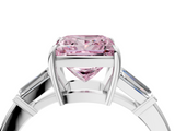 White gold Fancy Pink Princess  Cut Diamond Ring with Tapered Baguette Side Stones in Four-Prong Setting_4
