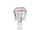 White gold Fancy Pink Princess  Cut Diamond Ring with Tapered Baguette Side Stones in Four-Prong Setting_5