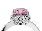 White gold Fancy Pink Princess Cut Diamond Scalloped Halo Engagement Ring with Round Shared Prong Band_41