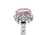 White gold Fancy Pink Princess Cut Diamond Scalloped Halo Engagement Ring with Round Shared Prong Band_42