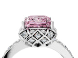 White gold Fancy Pink Princess Cut Diamond Scalloped Halo Engagement Ring with Round Shared Prong Band_53
