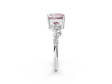 White gold Fancy Pink Princess Cut Diamond Scattered Round Accent Ring with Prong Setting_14