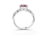 White gold Fancy Pink Princess Cut Diamond Scattered Round Accent Ring with Prong Setting_15