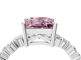White gold Fancy Pink Princess Cut Diamond Scattered Round Accent Ring with Prong Setting_16