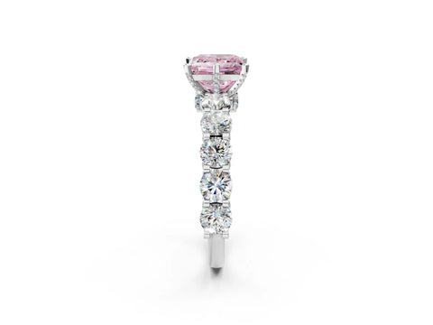 White gold Fancy Pink Princess Cut Diamond Side Stone Engagement Ring with Four-Prong Setting_38
